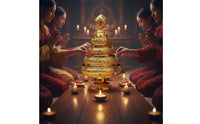 Tibetan Buddhist Mandala Plate Sturdy and Long-Lasting Mandala Offering Set Tiered Ceremonial Offering Tray Portable