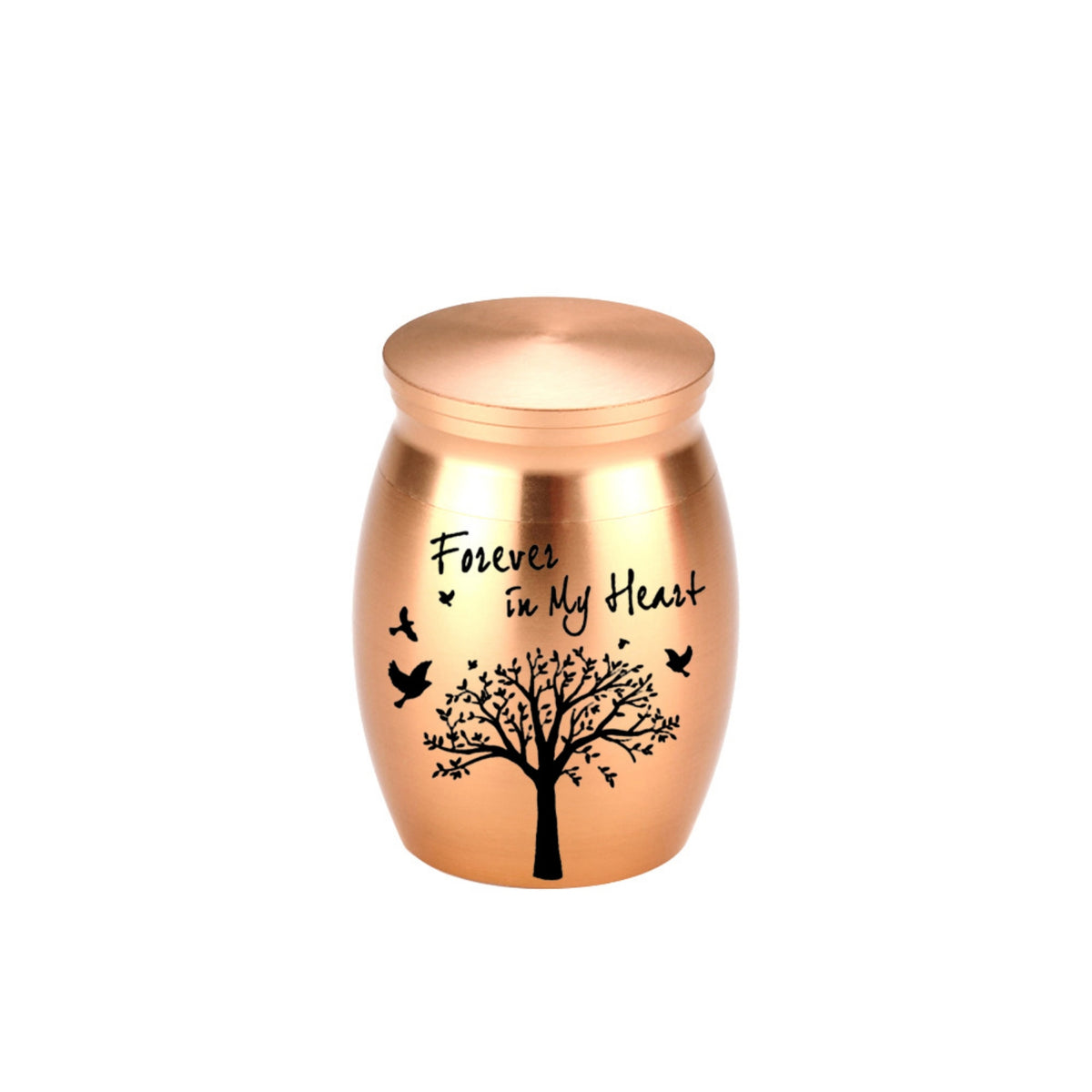 Small Metal Memorial Urn Fitted Lid Rounded Metal Urn Portable Size