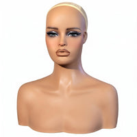 Mannequin Head Bust Flesh-Toned Shop Fixture Sturdy Plastic