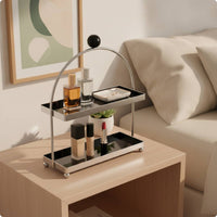 Countertop Rack with Trays Modern 2-Tier Storage Rack Multi-Functional Countertop Shelf Organizer for Vanity
