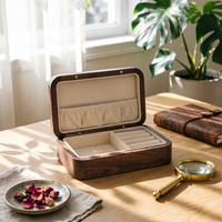Jewelry Box with Hinged Lid Divided Wooden Jewelry Box Decorative for Women