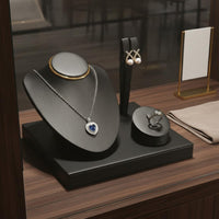 Necklace Earring Display Bust Faux Leather Finish Earring Display Stand