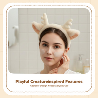 Face Cover Headband, Plush Deer Antlers, Makeup Routine