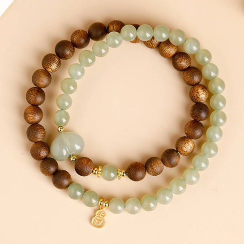 Agarwood Bracelet Stacked Wear Jade Bead Bracelet Stackable for Girlfriend