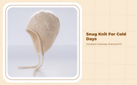 Kids Adjustable Knit Hat, Warm Foldable Earflap