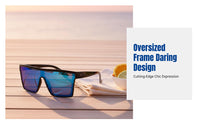 Trendy Punk Sunglasses, Large One-Piece Lens, Outdoor, Cycling, Unisex, Colorful Frame