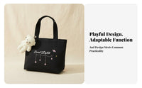 Small closureed Canvas Handbag Lightweight Lunch Pouch Minimalist Print for Women