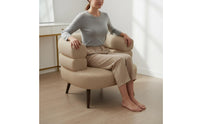 Ergonomic Design Plush Makeup Chair High-Density Sponge Curved Back Single Sofa Sturdy Steel Legs Sherpa Boucle Armchair for Women, Bedroom, Living Room