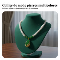 Water Drop Stone Pearl Choker Luxurious Look Pearl Necklace with Teardrop Drop