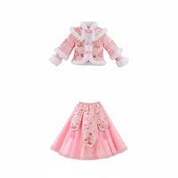 Girls Traditional Chinese Dress Set, Winter Thick Cheongsam, Padded Tang Suit, Warm Holiday Costume