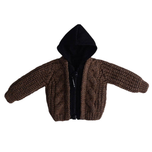 Cropped Doll Cardigan Zip-Front Hooded Doll Jacket
