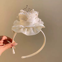 Birthday Cake Headband Bead Embellished Princess Crown Headband Light up Birthday Crown Mesh Overlay Accent for Parties