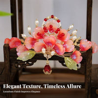 Peony Flower Headpiece Elegant Design Chinese Design Hair Crown Traditional Chinese Attire Hair Accessory Handmade Bead Flower