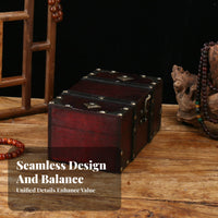 Hinged Lid Wooden Jewelry Box Brass Tone Accents Decorative Keepsake Box