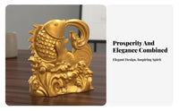 Brings Fortune and Success Golden Koi Aquatic Creature Statue Creative Gift Fortunate Koi Aquatic Creature Figurine Exquisite Workmanship