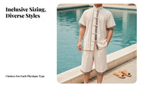 Men's Tang Suit Top, Dai Ethnic, Retro, Short Sleeve, Yunnan Xishuangbanna, Summer