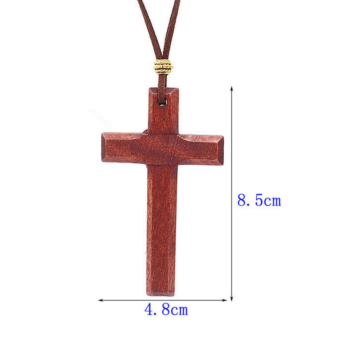 Wooden Cross Necklace Ethnic Design Rustic Wood Cross Charm Lightweight for Men