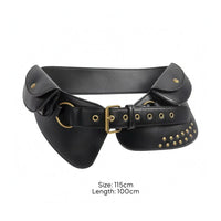 Layered Waist Belt Smooth Finish Studded Waist Belt Stitched Edges