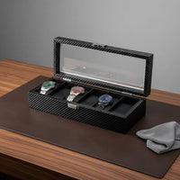 Carbon Fiber Watch Box Clear View Lid Watch Collection Organizer Men's Jewelry Organizer Large Capacity