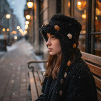 Knitted Earflap Trapper Hat Ear Protection Earflap Knit Hat Face Slimming