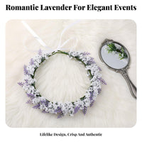 Simulated Lavender Flower Lilac Floral Headband, Beach Holiday, Photo Prop, Unisex, Bulk