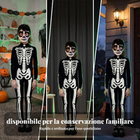 Full-Length Skeleton Suit Bone Print Jumpsuit Halloween Costume Bodysuit Form-Fitting Stretch-Fitting
