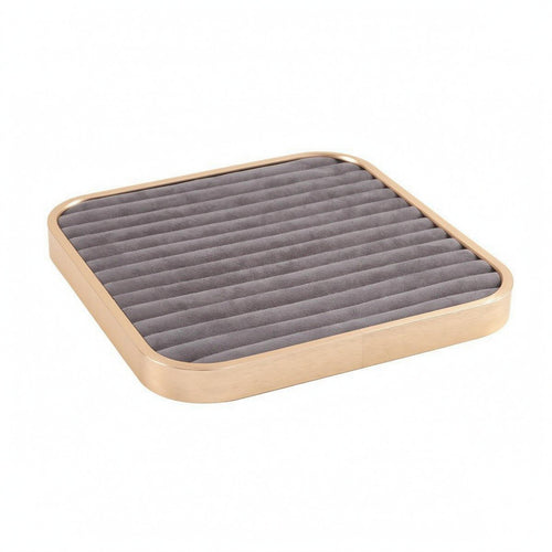 Square Jewelry Display Tray Rounded Corners Storage Polished Metal Rim