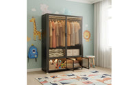 Adjustable Metal Wardrobe Easy to Clean Metal Storage Locker Clothing Organizer Attractive Doors Bedroom Furniture for Children