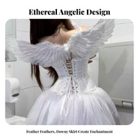 White Angel Costume Set Adjustable Lace-up Back Angel Costume Set Ethereal Look