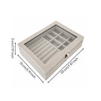 Jewelry Box with Glass Window Divided Organizer Transparent for Vanity, Bedroom