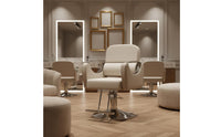 Heavy-Duty Base Hydraulic Salon Chair Ergonomic Design Swivel Barber Chair Waterproof Upholstery Comfortable Armrests for Hair Stylists, Barbers, Beauty Parlor