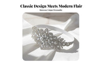 Beaded Crystal Headpiece Handmade Crystal Floral Headband Vintage Crystal Hairband Elegant Design for Women, Formal Events