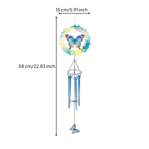 3D Butterfly Wind Chime Reflective Mandala Wind Easy to Hang for Balcony