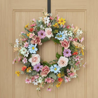 Vibrant Colors Seasonal Floret Wreath Handmade House Decoration Realistic Look for Wedding, Party