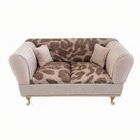 Miniature Leopard-Print Sofa Padded Jewelry Box Gold-Colored Legs
