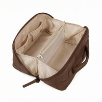 Padded Quilted Cosmetic Bag with Handle Quilted Makeup Bag Smooth Textile Travel Organizer Case