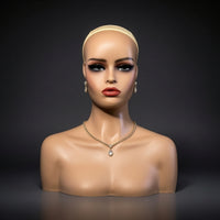 Mannequin Bust with Shoulders Smooth Hairpiece Display Head Realistic