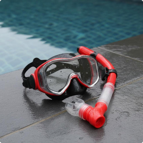 Dry Snorkel Set Tempered Glass Lens Snorkeling Goggles Easy Breathing