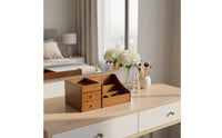 Wooden Makeup Organizer Easy to Access Desktop Beauty Storage Rack Desktop Cosmetics Rack for Vanity Table