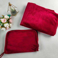 Flannel Trip Blanket Pillow Compact Trip Blanket Pillow Set Extra-Soft