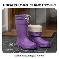 Waterproof Women's Rain Boots Comfortable Drawstring Winter Boots Easy On and Remove for Adults, Rainy Days, Commuting, Gardening