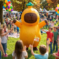 Inflatable Capybara Costume Brown Details Cartoon Capybara Suit Breathable Inflatable Animal Costume for Adults