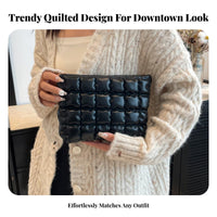 Large Capacity Puffy Quilted Makeup Bag Spacious Puffy Makeup Bag Portable for Travelers, Young Adults, Daily Use, Parties, Home