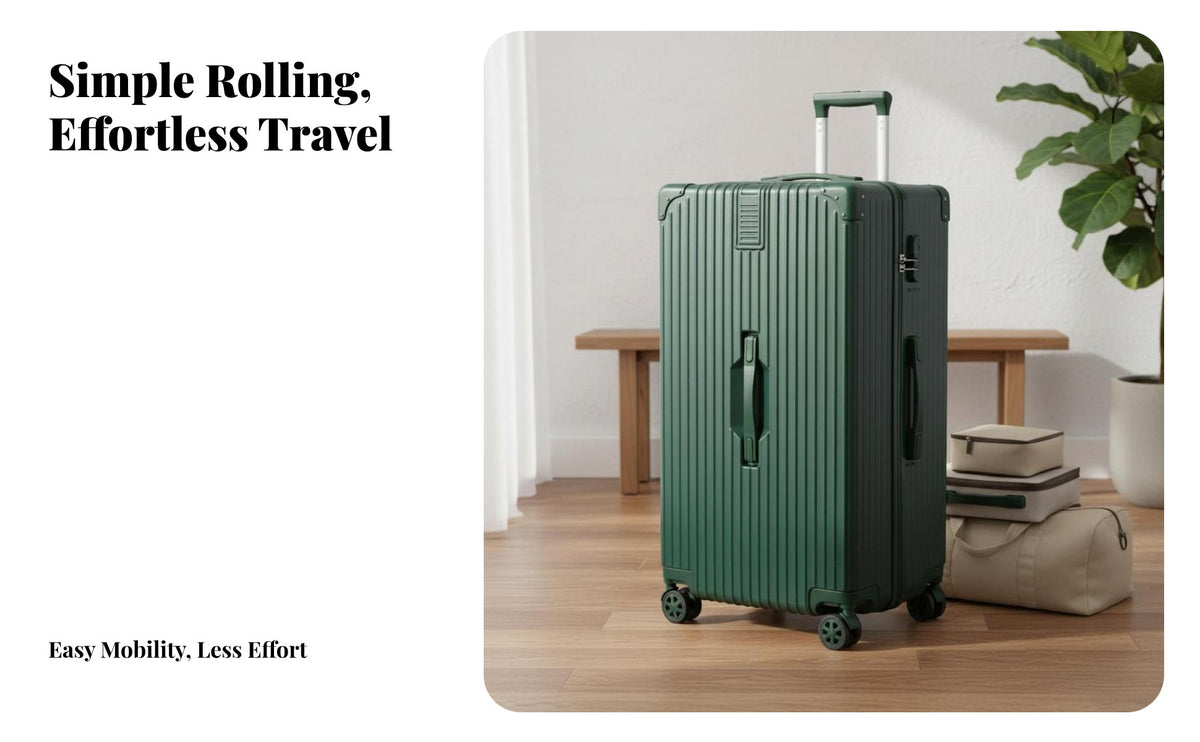 Large Capacity Ribbed Hardside Suitcase Long-Lasting Trolley Case Wheels Rolling Luggage Scratch-Resistant for Travelers, Vacationers, Business Professionals, Vacation, Airport, Train Journeys, Week-Long Getaways