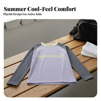 Quick-Dry kids' Long Sleeve T-Shirt Moisture-Wicking Color Block Raglan Tee Colorblock Design for Boys, Girls, Summer, Sports, Everyday Wear