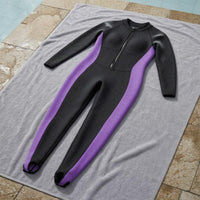 Full Body Rash Guard Built-in Padding Zip Front Swimsuit Long-Sleeve Swimsuit Shaping Look Swimwear Color Block for Swimming