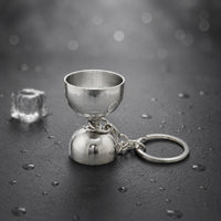 Mini Jigger with Key Keychain Loop Portable Bar Measure Silver for Travelers