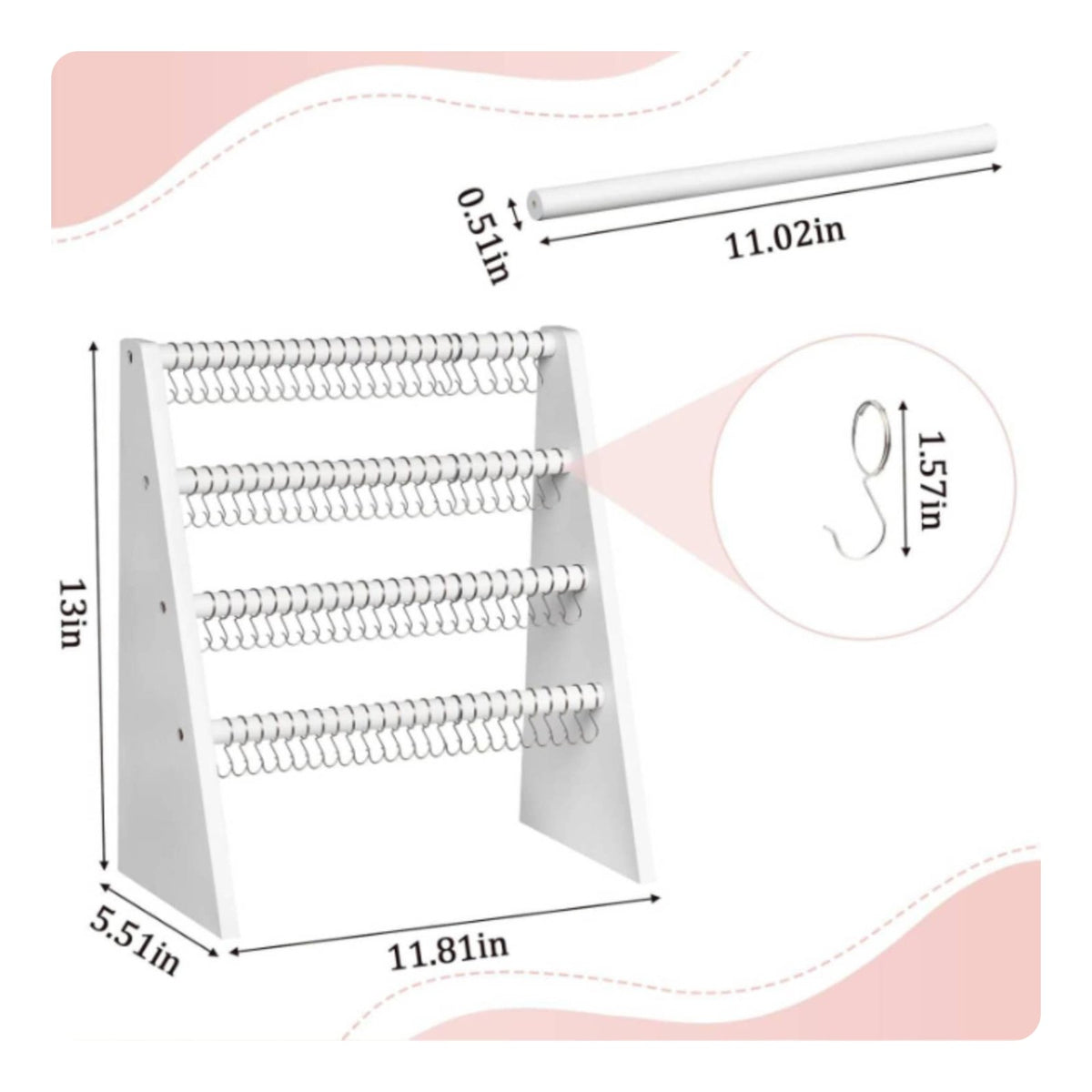 4-Tier Jewelry Rack Large Capacity Multi-Tier Hook Display Space-Saving Design