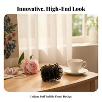 Ruffled Textile Grip Fastener Airy-Like Shape Floral Scrunchie Fastener Flower Hair Grip Elegant Design Large Floral Updo Holder