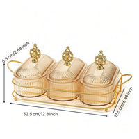 Light Luxury Design Multi-Compartment Nut Serving Platter Dust and Divided Serving Tray with Lid Removable Compartments